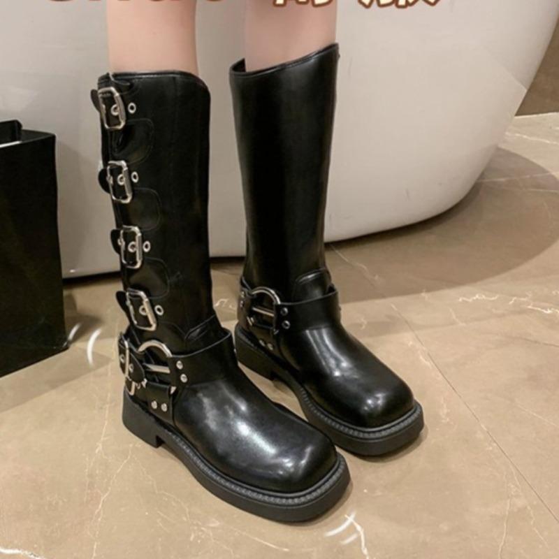 Platform Western Cowboy Boots Women's New Autumn Round Toe Heightened Skinny No Knee Thigh Boots Women's Boots