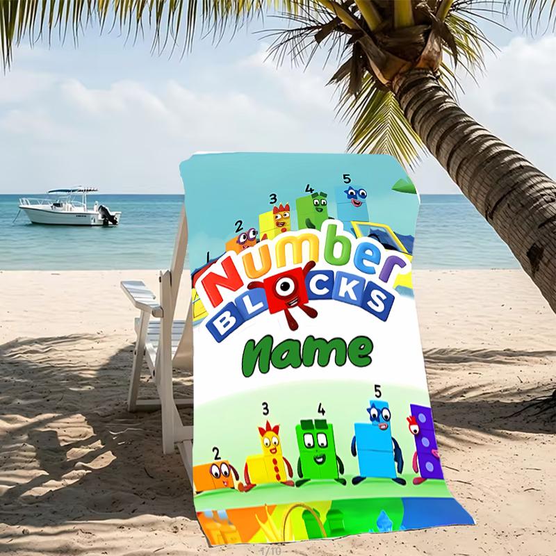 Customizable personalized beach towels Numberblocks themed designs.Suitable for the beach, yoga, sports;ideal as beach accessories