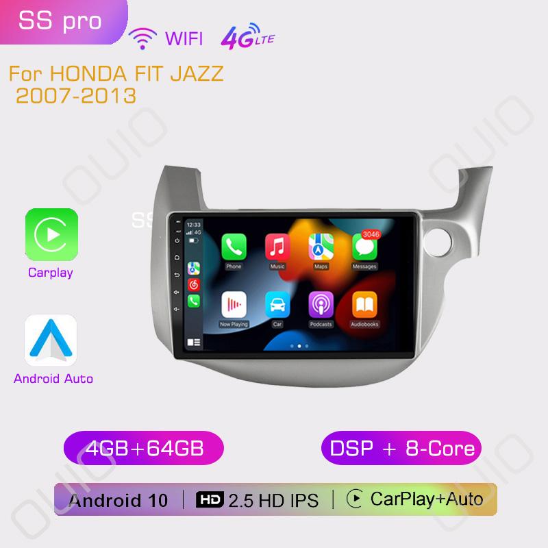 2din 8G+128G 10 inch HD IPS Car Radio Multimedia Player Carplay Auto GPS Navigation DSP BT NO DVD For HONDA FIT JAZZ 2007-2013