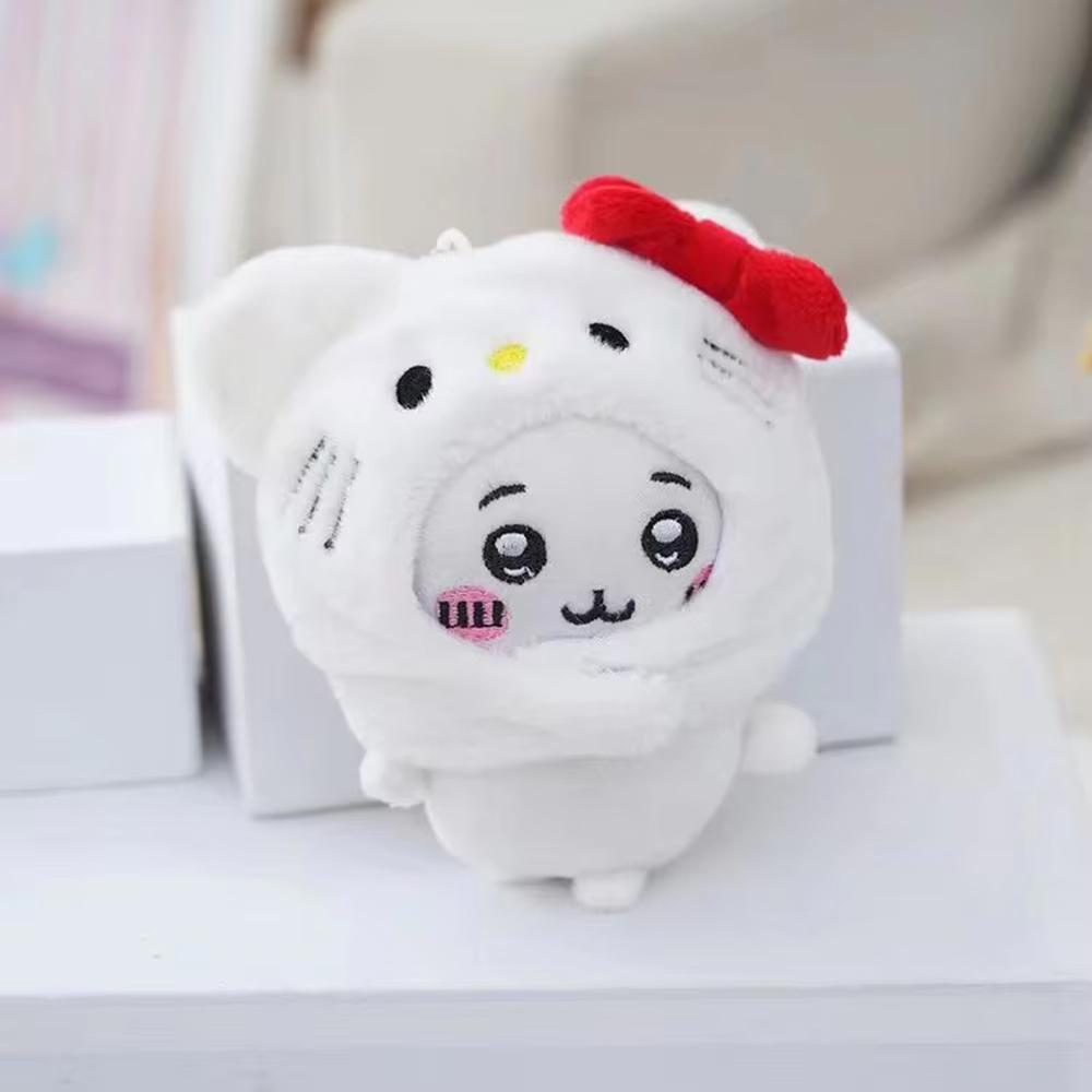 Cute Cross-dressing Chiikawa Plush Doll hachiware Taiyaki Headgear Self-deprecating Bear Keychain Bag Pendant Girl Gift