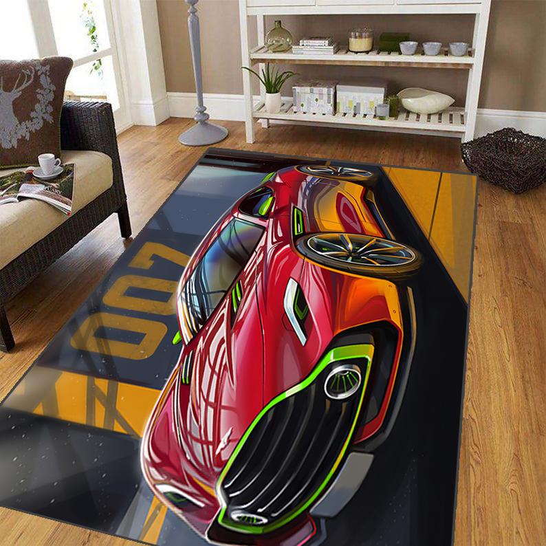 Cool závodní auto koberec do obývacího pokoje, měkký flanelový koberec do ložnice, protiskluzová podložka do KOUPELNY, podložka na hraní pro děti, dekorace do chlapeckého pokoje