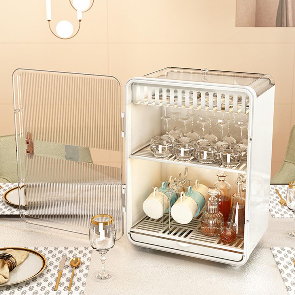 Dustproof Cup Tea Set Storage Box Household Transparent Desktop Water Cup Tea Cup Draining Rack