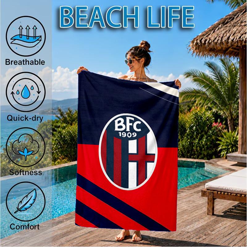 Milan Football Club Printed Microfiber Beach Towel, Soft And Absorbent, Quick-Dry, Ideal for Summer Travel, Beach Essential, Swimming Pool