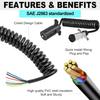 7 Pin To 6 Pin Trailer Adapter, RV 7 To 6 Trailer Wire Kit, 7-Wire To 6-Wire Coiled Cable with Female Receptor Trailer Adapter Stretches To 8-10 Feet