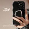 Luxury Solid Color Wavy With Metal Holder Phone Case For iPhone 17 16 15 14   11 Pro Max Plus Soft Silicone Shockproof Cover