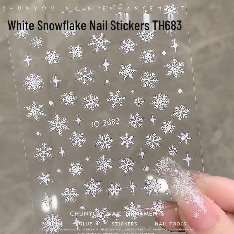 2024 Crystal Diamond Snowflake Nail Stickers - Christmas Tree & Snowman Designs