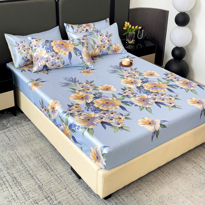 Saltea nouă imprimată din mătase de gheață, covoraș din mătase de gheață, husă protectoare de saltea antiderapantă, covoraș moale pentru aer condiționat de vară, saltea