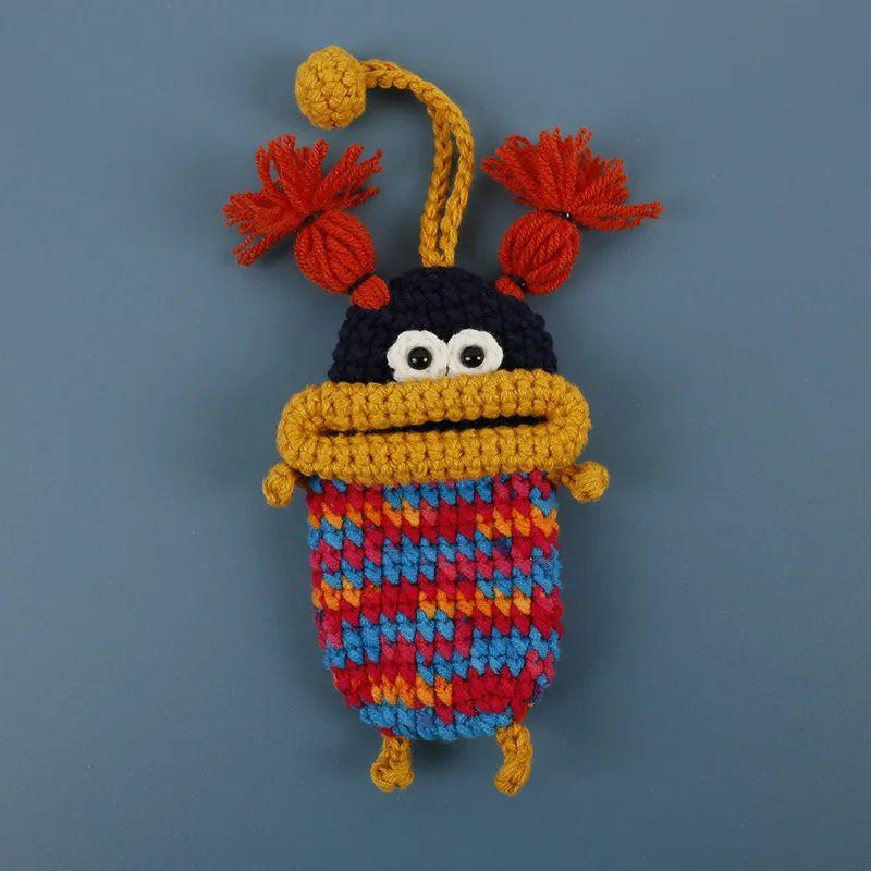 Lustige Häkel-Schlüsselanhänger Stricken Niedliche Wurstmund-Puppe Schlüsselhalter Nützliche Gestrickte Aufbewahrungstasche Schlüsselanhänger Für Autoschlüssel Großhandel