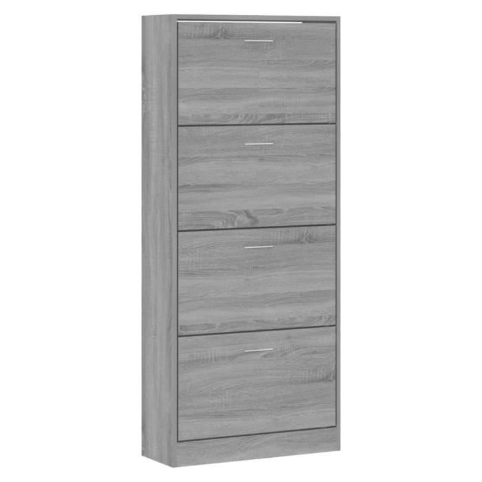 VidaXL Armoire à chaussures Sonoma gris 63x24x147 cm Bois d'ingénierie 342548