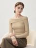 Reifer & Eleganter 100% Reiner Kaschmir Off-Shoulder Figurbetonter Pullover für Damen - Geripptes Strickoberteil