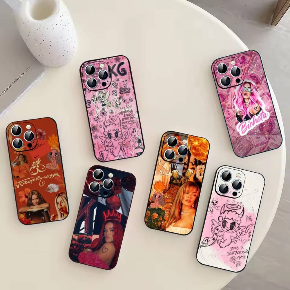 K-Karol G Dibujos Animados Phone Case For iPhone 17,16,15,14,13,12,11 Plus,Pro Max,XS,Soft Silicone Black Cover