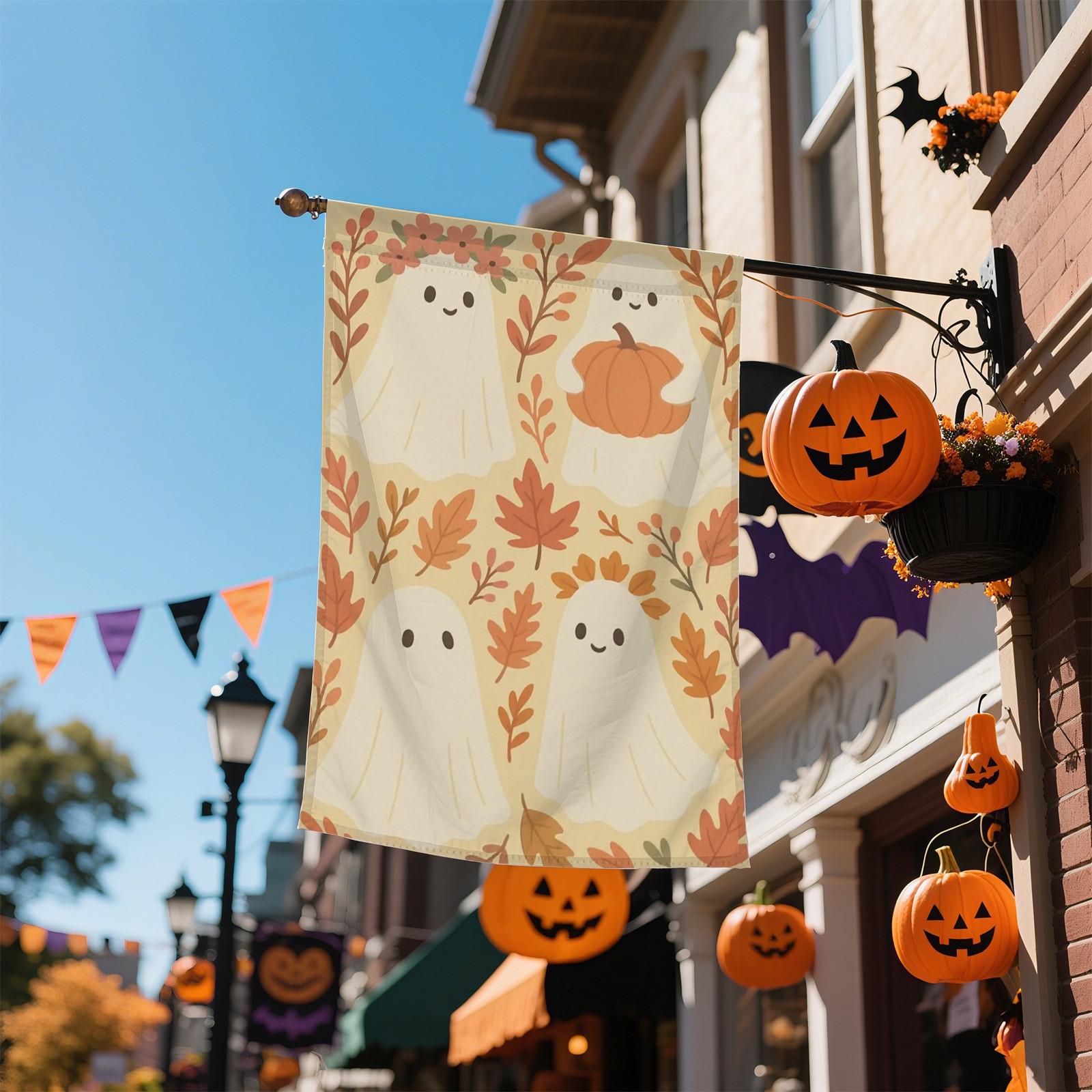 

Флаг на Хэллоуин 23*35 дюймов Призраки Тыква Осень Осенние Маленькие Флаги для Двора для Улицы Вертикальный Фермерский Дом Праздничный Декор One Size