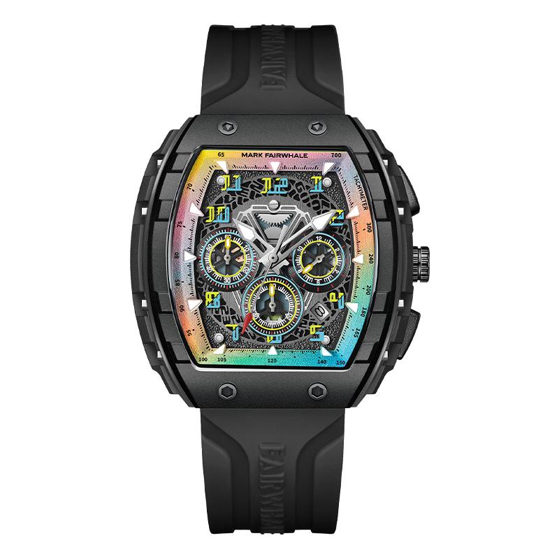 Mark Fairwhale Fashion Men's Watches Cool Tonneau Dial Design Waterproof Luminous Multifunctional Quartz Watch For Men