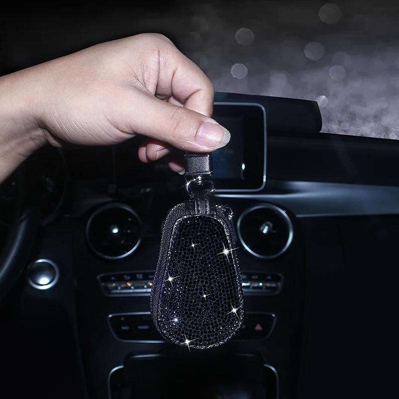 Universal Bling Car Key Case for Women Rhinestone Car Key Bag Purse Diamond Car Bling Accessories for Woman Girls