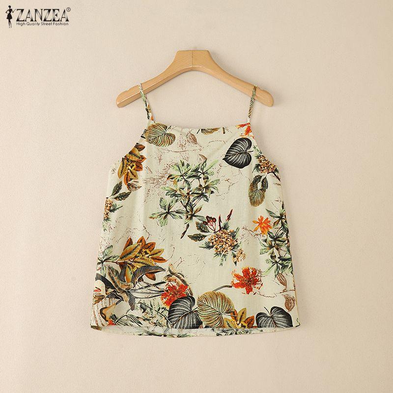 ZANZEA Women Casual V-Neck Summer Sleeveless Print Camisoles