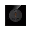 2022 New Black Glass Panel USB Wall Socket EU, Push Wall Switch with LED Indicator Light, UK 13A Wall Socket Switches