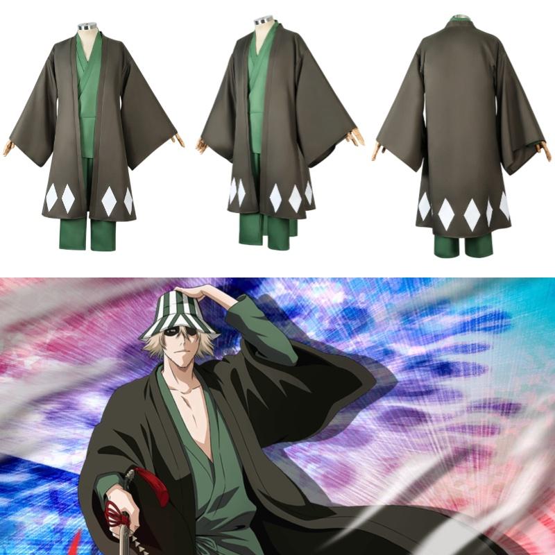 Urahara Kisuke Cosplay Costume Grey And Green Polyester Outfit For Anime Fans