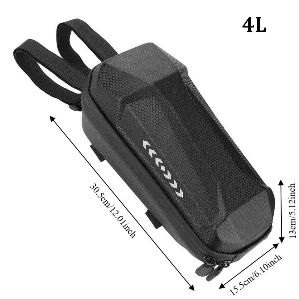 Trendy 2-4L Electric Scooter Front Bag EVA Hard Shell Handlebar Hanging Bag Waterproof Reflective Storage Case