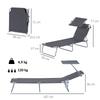 Foldable Sun Lounger, Garden Lounger with Sunshade, Beach Lounger, with 4-position Adjustable Backrest,  Suitable for Garden, Balcony and Pool, Gray