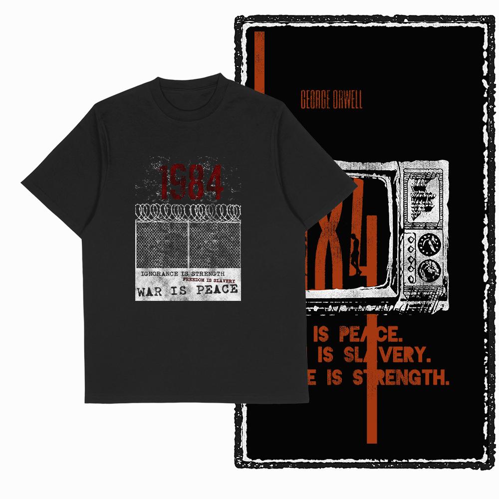 Coolmind X0019 Bavlna velká velikost potisk 1984 Exkluzivní grafické pánské tričko volné s kulatým výstřihem pánské tričko ležérní tričko pro muže trička