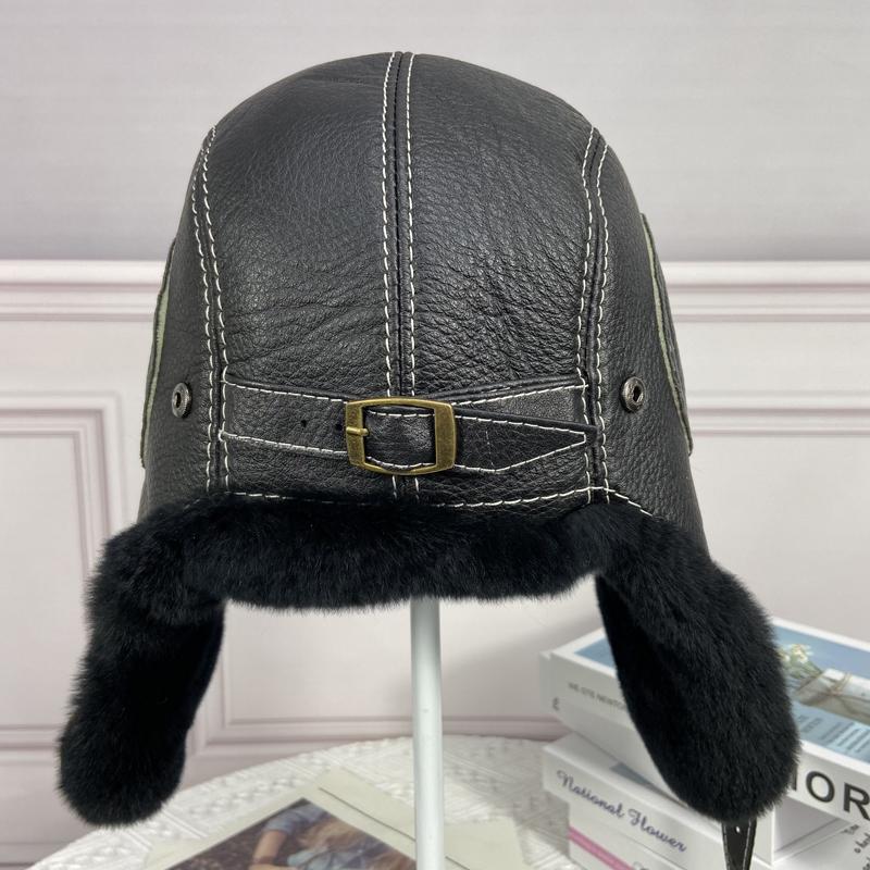 Căciulă Bomber din Blană de Iepure Bărbați Iarnă Caldă Groasă Căciulă Trapper Caldă cu Urechi Piele Naturală Curea Ajustabilă Căciuli de Zăpadă