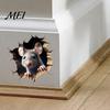 Realistic Animal Decal for Windows Grey Mouse Peeking Wall Decal, 3D Hole Effect Sticker, Removable Three Dimensional Sticker PVC Art Living