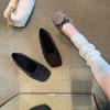 Wool version~ Versatile bow woolen light mouth ballet single shoes women's Mary Jane single shoes flat-soled fluffy shoes ladyshoes