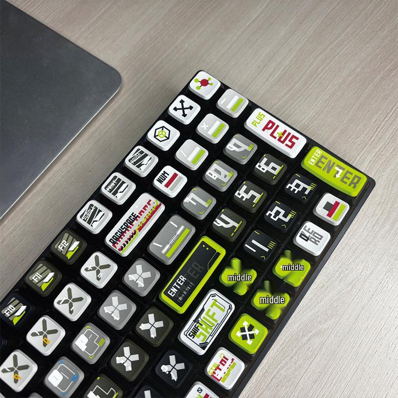 Graue Kuppel mit grünem Blitz-Thema Tastenkappen für Esports-Gaming: Benutzerdefiniertes helles mechanisches Tastatur