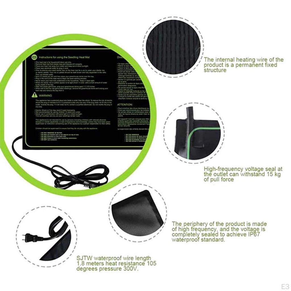 Hydroponic Heating Pad Plant Heat Mat for Propagation 24x52cm