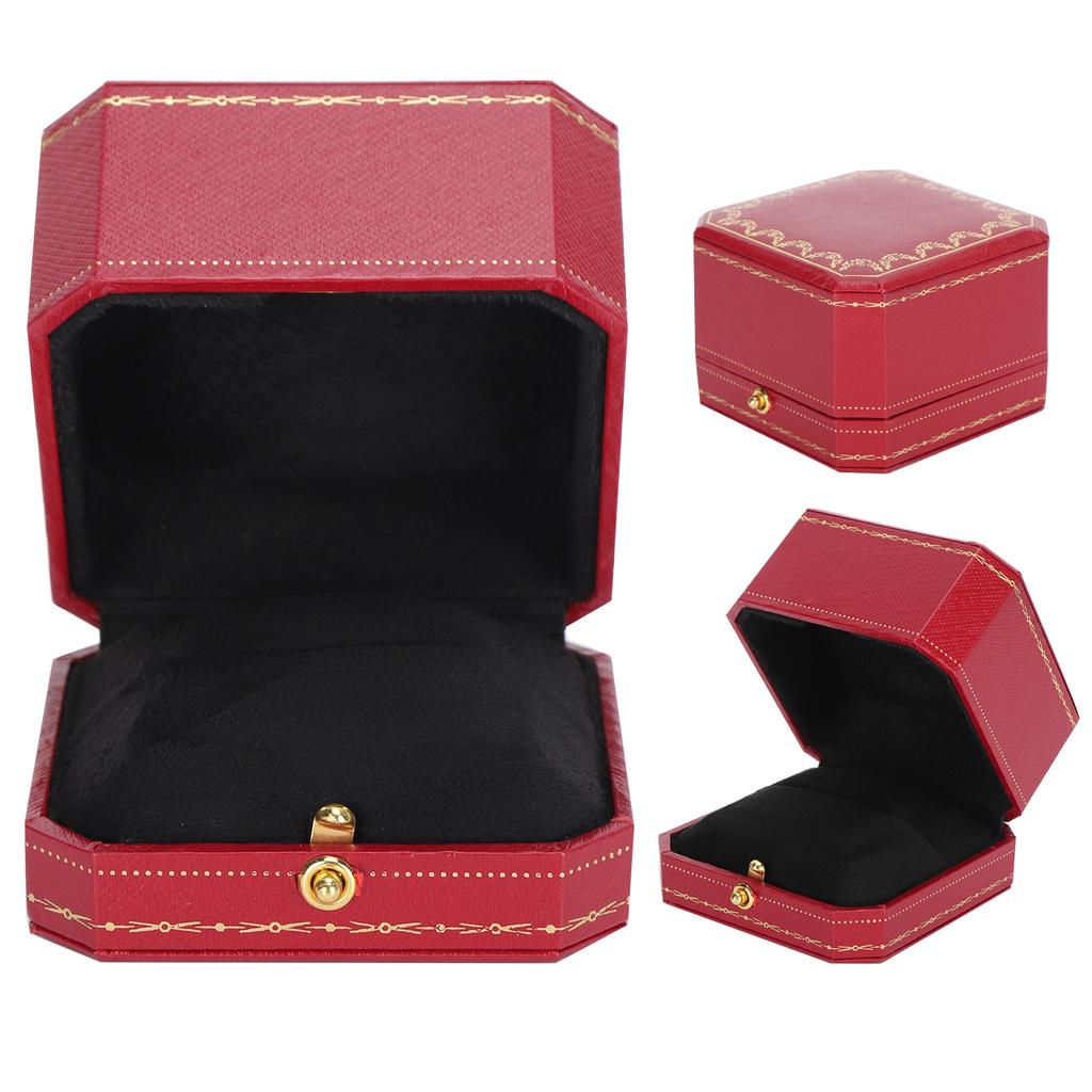 2PCS Ring Box Jewelry Storage Display Ring Gift Case for Proposal Engagement WeddingRed