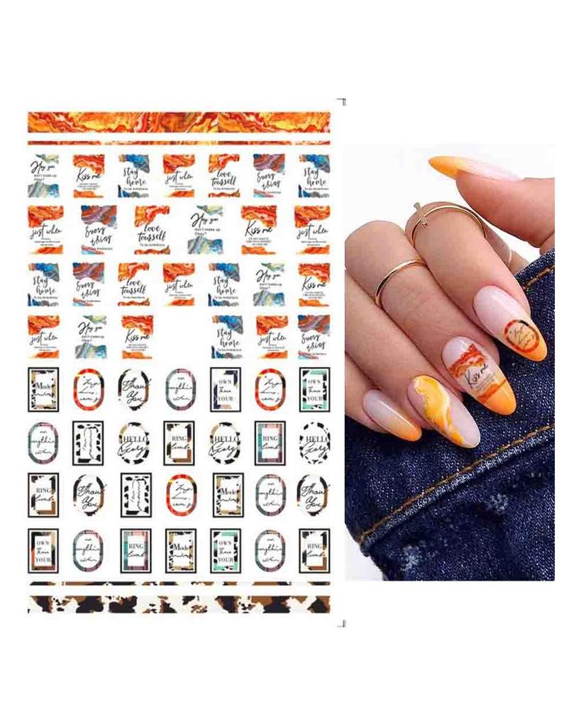 Autocollants 3D pour Nail Art, lignes ondulées abstraites colorées, décalcomanies à fleurs et feuilles florales, décoration d'ongles
