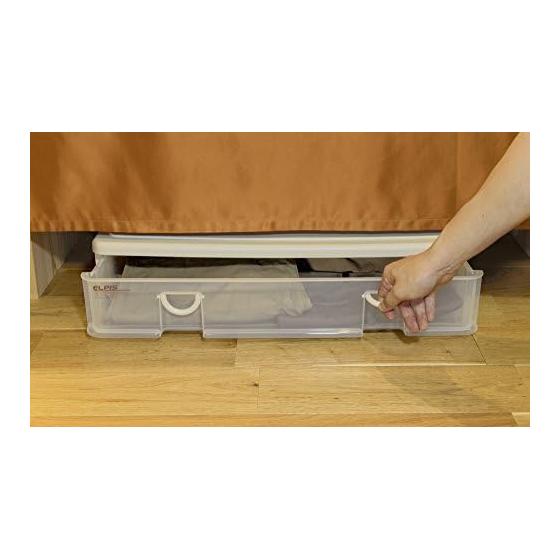 Sanko Plastic Clothes Storage Thin Wide Elpis Width 61 X Depth 40.3 X Height 13.4cm Soft Beige