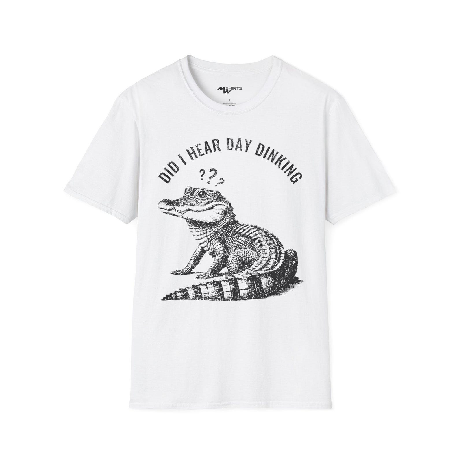 Vintage Engraving Crocodile T-Shirt: Funny Drinking Alligator Tee 4XL