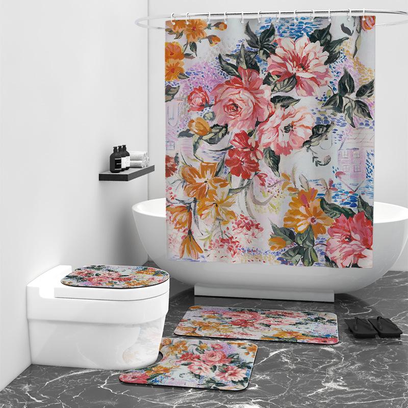 Oil Painting Digital Printing Shower Curtain Bathroom Blocking Waterproof Curtain