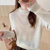 Lace semi-turtleneck knitted bottoming shirt for women's autumn and winter new versatile sweater bottoming jacquard top for women
