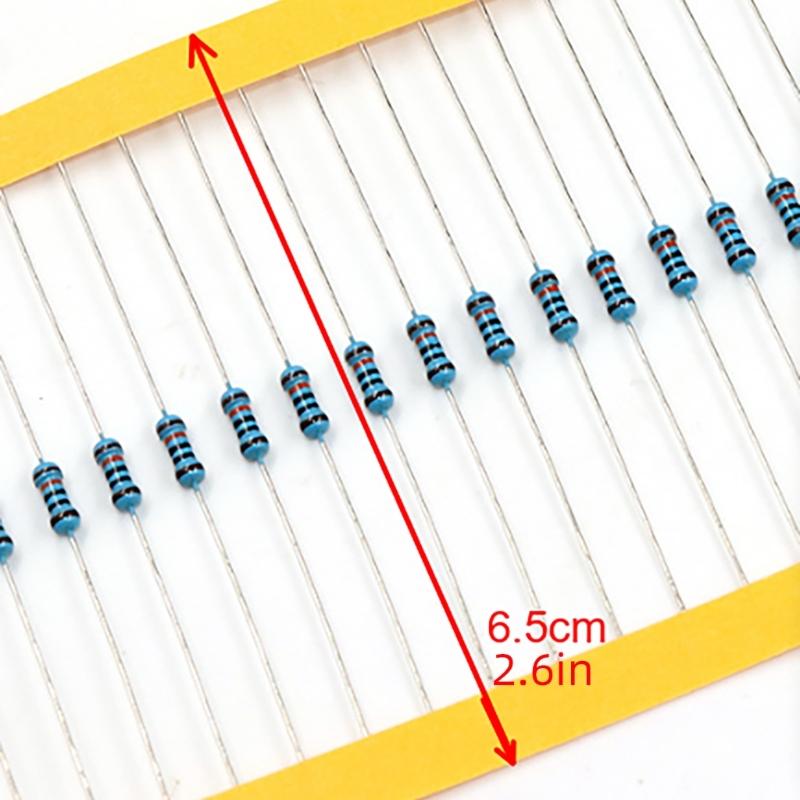 Pack of 100 Metal Film Resistors 0.25W 1.2k Ohm with High Stability Resistors for Electronic Circuit Boards and Repairs