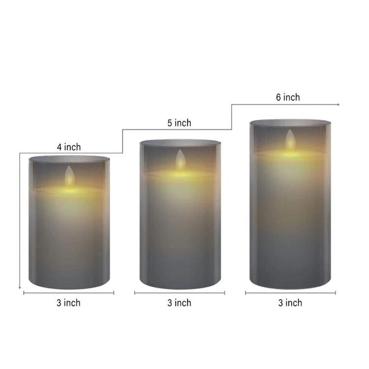 Factory Hot Sale Remote Control Paraffin Wax Glowing Candle with Glass Cup Flameless Wedding Decoration Light