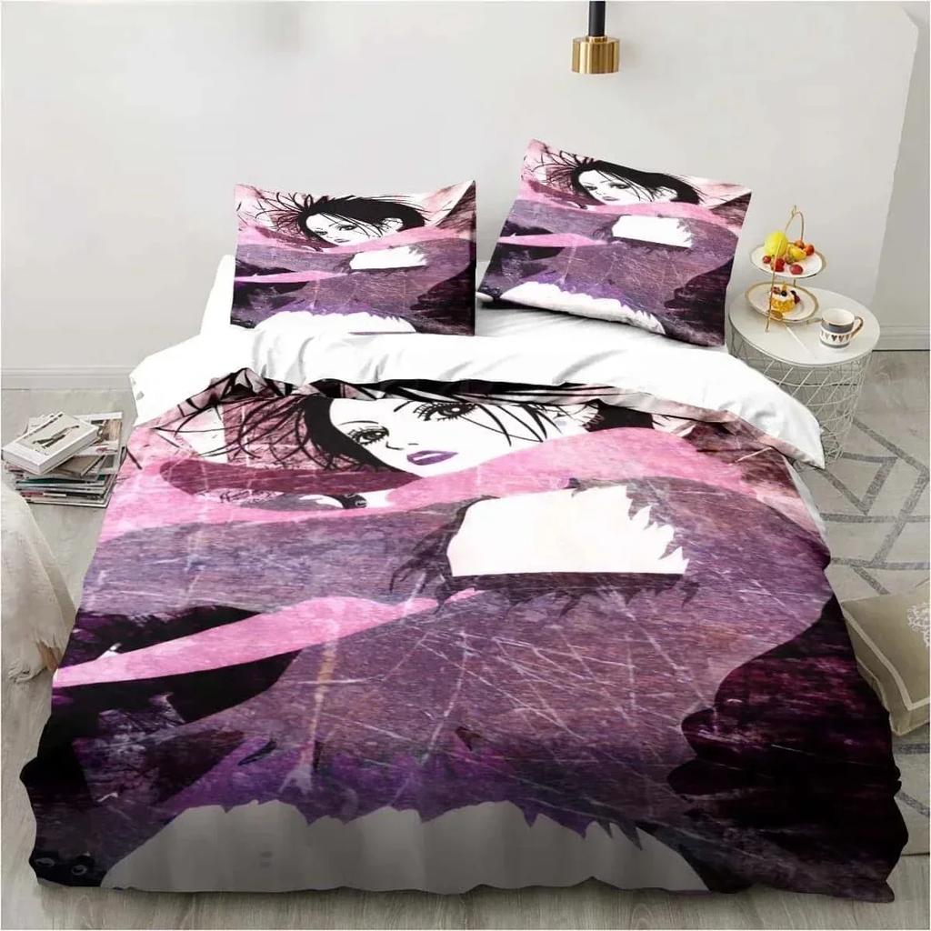 3D Print Cartoons Black Stone NANA Manga Bedding Set Printed With Pillowcase Duvet Cover Soft Queen King Size Bedclothes Home