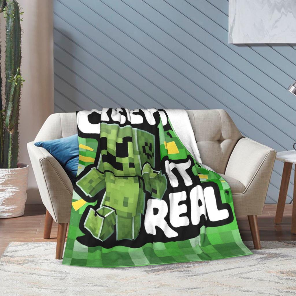 Knitted Blankets My M-Miners Flannel Lightweight Thin Throw Blanket Creepin It Real Pixel Game Crafts for Bedroom Sofa Bedspread
