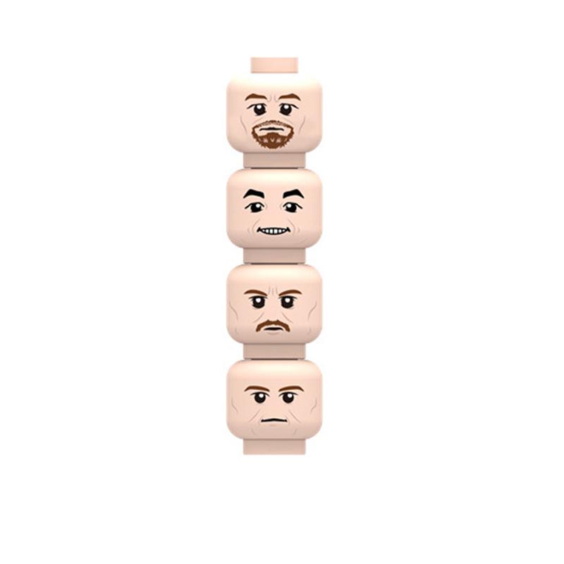 Non-Toxic Ww2 Injured Emotional Face Heads Building Blocks Army Soldiers Figures Zombie Heads Military Weapon Parts Bricks Toy
