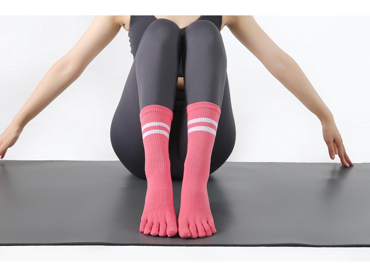 Non-slip Mid-calf Five-finger Yoga Socks for Pilates, Dance, and Fitness. One Size