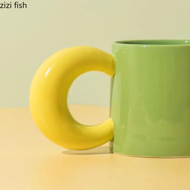 Contrasting Ceramic Mugs Personality Couple Coffee Mug Water Cup Breakfast Cups Milk Cup Milk Tea Cup Tea Mug Juice Glasses