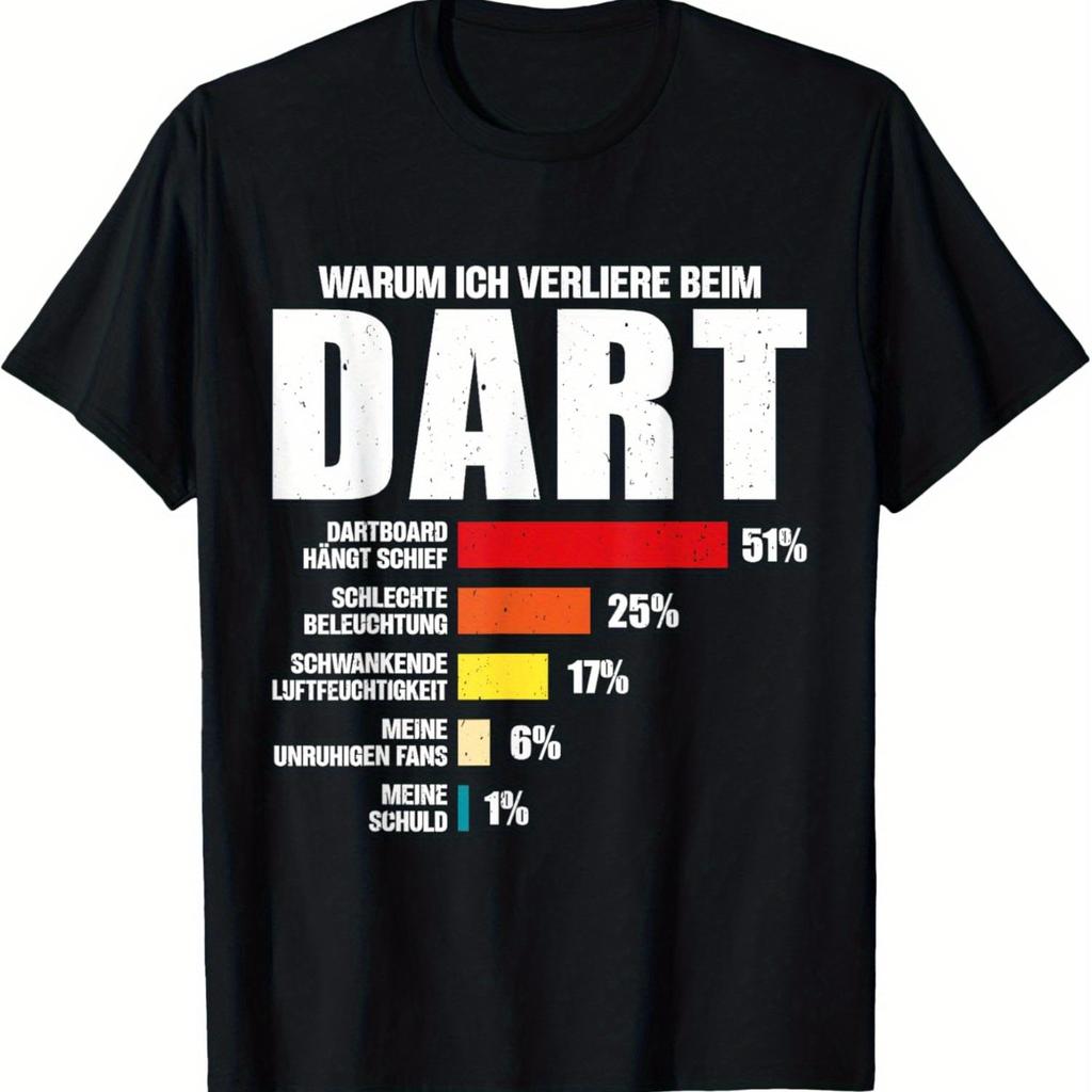 Funny Darts Loss Percentage Chart Print T Shirt Unisex Darts Player Slogan Graphic Tees Sport Bar Casual Loose Short Sleeve Tops