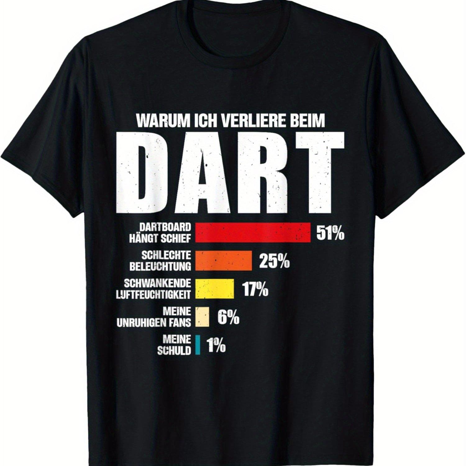 Funny Darts Loss Percentage Chart Print T Shirt Unisex Darts Player Slogan Graphic Tees Sport Bar Casual Loose Short Sleeve Tops S