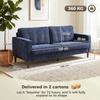 3 Seater Sofa Button Tufted Upholstered Velvet Couch with Wood Legs for Living Room, Dark Blue