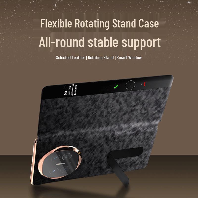 Huawei Mate X6 Foldable Full-Cover Flip Leather Case with Rotating Bracket and Smart Window.