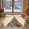 1pc, 2D Flat Printing, Retro Christmas Tree Theme Merry Christmas Holiday Entrance Mat, Non-Slip And Machine Washable Easy To Clean Polyester Carpet,