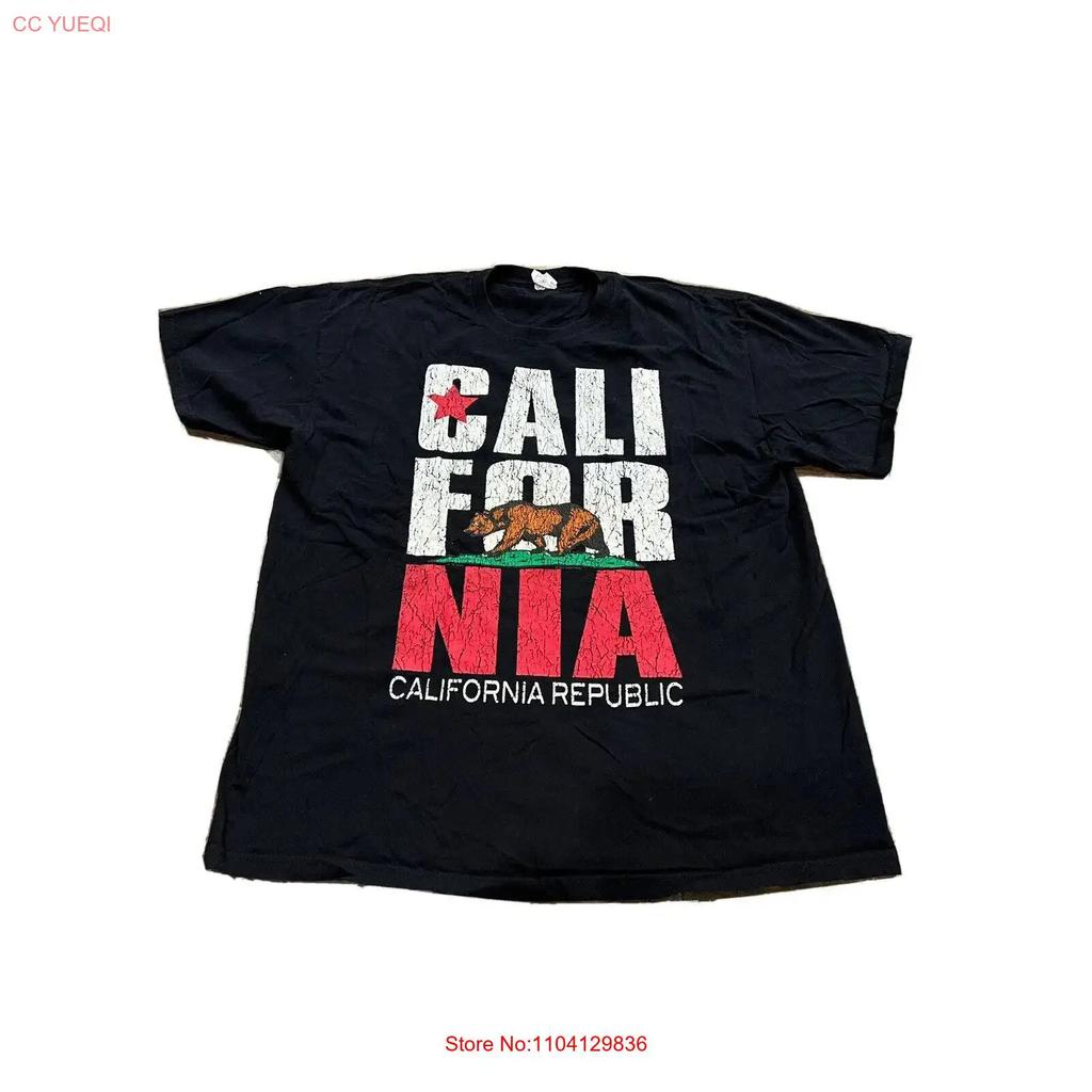 California Republic Bear Unisexs Black Print T Shirt Size Xl Vintage Comfortable Streetwear Fashion Breathable Slightly