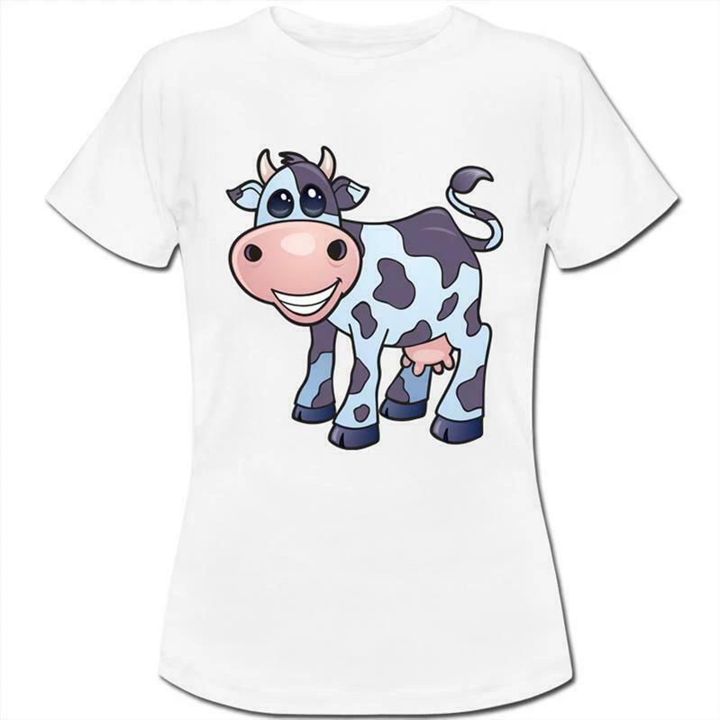 Black & White Cow Womens Boyfriend Fit T-Shirt XS