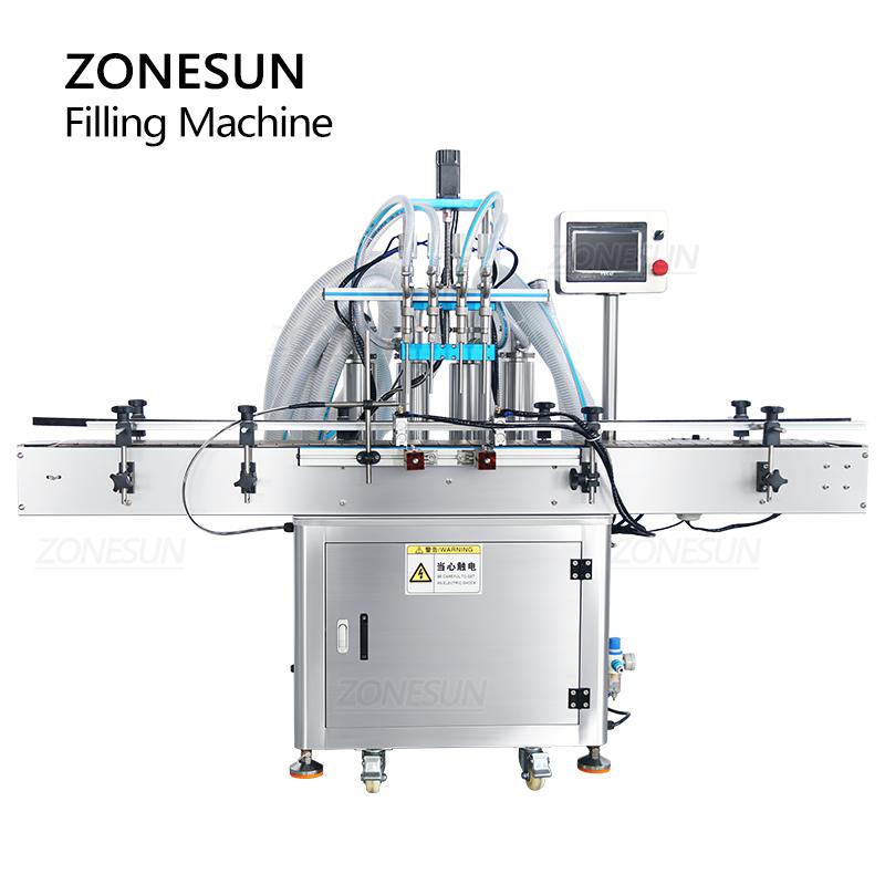 ZONESUN ZS-SV4HS Liquid Filling Machine Automatic High Accuracy 4 Heads Servo Piston Pump Filler Beverage Cosmetic Milk Water